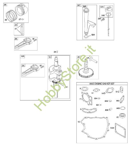 C - Albero a camme, albero motore, set guarnizioni motore, lubrificazione, pistoni, anelli, biella B&S - 40 €¦ 407577-0111-E1 brand Stihl